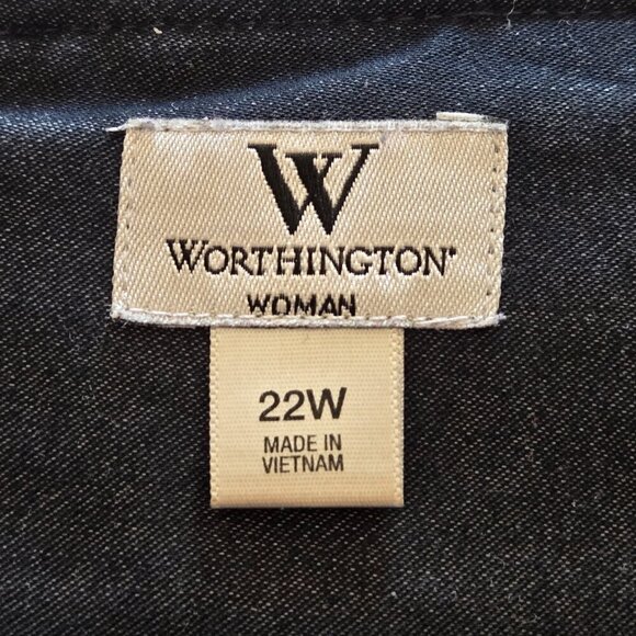 Worthington Attached Brown Front Double Belt Accent Black Skirt Plus Sz 22W - Picture 13 of 14
